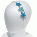 ブランド-L.EricksoｎUSAヘアアクセサリー◆3フラワージュエルフラワーカチューシャ◆アクア