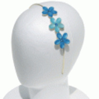 ブランド-L.EricksoｎUSAヘアアクセサリー◆3フラワージュエルフラワーカチューシャ◆アクア
