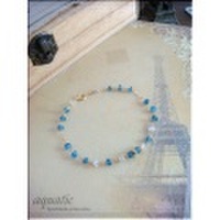 ブルーアパタイトとムーンストーンのブレスレット(14KGF)