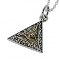 プロビデンスアイ トライアングル ペンダント ≪2mmアズキチェーン割引セット≫ メンズ ネックレス シルバー アクセサリー フリーメイソン プロビデンスの目 三角形 [シルバーペンダント] 送料無料