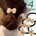 ヘアゴム パール モチーフ ラインストーン ビジュー ゴールド ヘアアクセサリー 髪留め 日常使い メタル 660440