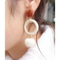 ポンポンサークル ピアス・イヤリング/各1カラー