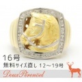 メンズ ダイヤモンド 馬モチーフ リング 16号　Pt900 K18YG D:0.10 指輪【18金イエローゴールド】【プラチナ】【男性用】【アニマル】【動物】
