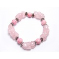 ローズクオーツ＆インカローズ　ハートデザインブレスレット