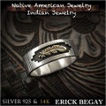 新品　エリックビゲィ/Erick Begay リング　29号　14金フェザー インディアンジュエリー　シルバー925　ナバホ族 Erick Begay ring US size#15 14K Gold Eagle Feather Native American Indian Jewelry Sterling Silver 925 (ID na3195r73)