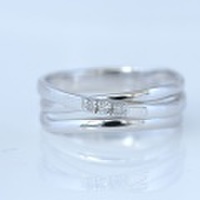 大ぶりピンキーリングダイヤモンド付　ホワイトゴールド 小指指輪　y120050w