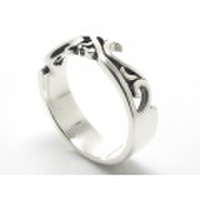 唐草×ハーフハート・シルバーリング/r009