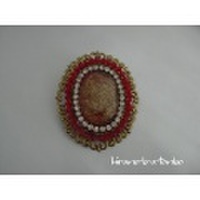 蜻蛉ガラス金赤ブローチ