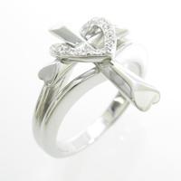 K18WG クロス×ハート ダイヤモンドリング