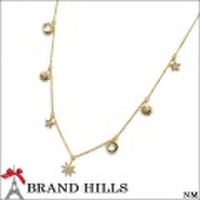 【ほぼ未使用】スタージュエリー K18YG ネックレス ムーン＆サン ダイヤモンド0.08ct 総重量2.7g MOON ＆ SUN NECKLACE STAR JEWELRY [121064]