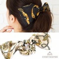 シュシュ　スカーフ　リボン　ビッグ　トレンド　シンプル　ヘアアクセサリー　ヘアアクセ　ヘアゴム　ヘアアレンジ　上品　ビッグ　リボン　スカーフ柄　上品　大人可愛い　デイリー　プレゼント　オシャレ　ヘアアクセサリー