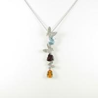 10KWG／K10WG バタフライ カラーストーンネックレス