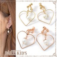 イヤリング ハート パール シュガーパール ラインストーン フレーム メタル シンプル ゴールド ピンクゴールド ymgir