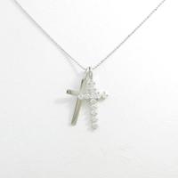 K18WG クロス ダイヤモンドネックレス