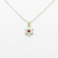 K18YG フラワー ルビーネックレス