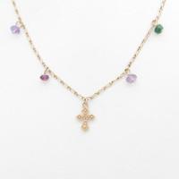エテ クロス カラーストーンネックレス