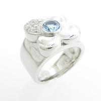 750WG フラワー アクアマリンリング20％引き