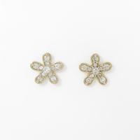 K18PG フラワー ダイヤモンドピアス