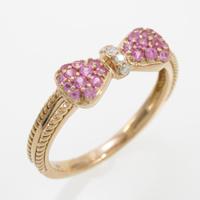 K18PG リボン ピンクサファイヤリング30％引き