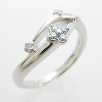 K18WG フラワー ダイヤモンドリング