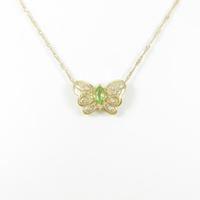 K18YG バタフライ ペリドットネックレス