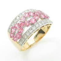 K18YG／PT ピンクサファイヤリング