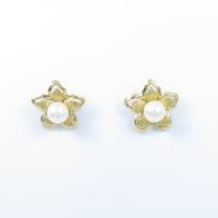 K18YG フラワー アコヤパールピアス