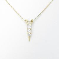K18YG スリーストーン ダイヤモンドネックレス