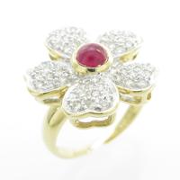 K18YG／K18WG フラワー ルビーリング