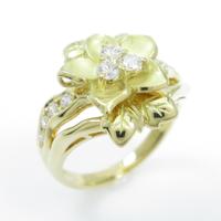 K18YG フラワー ダイヤモンドリング