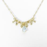 K18YG リボン アクアマリンネックレス