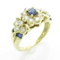 K18YG フラワー サファイヤリング