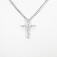 K18WG クロス ダイヤモンドネックレス