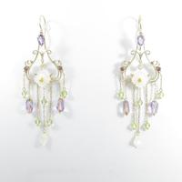 K10YG／K18YG フラワー カラーストーンピアス