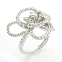 K18WG フラワー ダイヤモンドリング