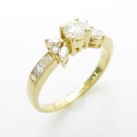 K18YG リボン ダイヤモンドリング