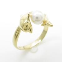 K18YG イルカ アコヤパールリング
