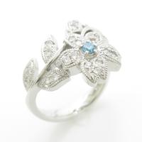 K18WG フラワー ダイヤモンドリング