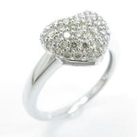 K18WG パヴェ ハート ダイヤモンドリング