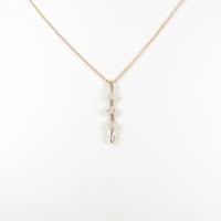 K18PG 2WAY スリーストーン ダイヤモンドネックレス