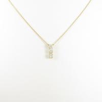 K18YG スリーストーン ダイヤモンドネックレス