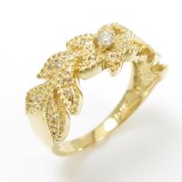 K18YG フラワー ダイヤモンドリング