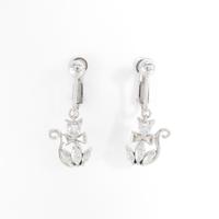 K18WG／K14WG キャット ダイヤモンドイヤリング