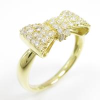 K18YG リボン ダイヤモンドリング