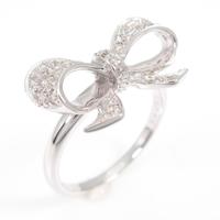 K18WG リボン ダイヤモンドリング