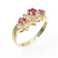 K18YG フラワー ルビーリング