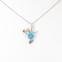 K18WG／K18YG フラワー カラーストーンネックレス