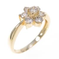 K18YG フラワー ダイヤモンドリング