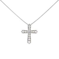 K18WG／PT クロス ダイヤモンドネックレス