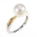 K18YG／PT アコヤパールリング